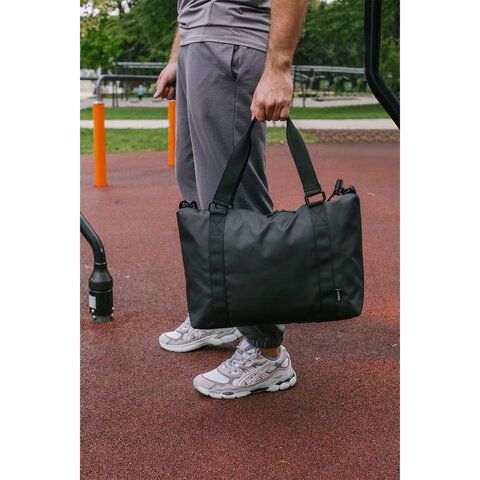 Сумка спортивная HEIKKI QUICK MOVE (ХЕЙКИ), карман на молнии, багажная лента, черная, 41х32х15 см, 2