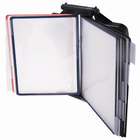 Демосистема настенная, регулируемый угол наклона, 10 цветных панелей А4, черная, BRAUBERG "SOLID", 2