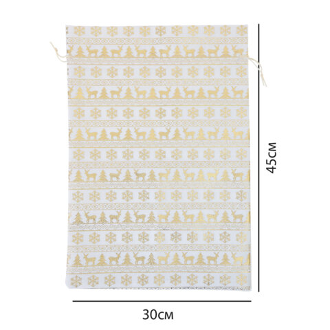 Подарочный мешок (1шт) новогодний, 30х45см, "X-Mas Pattern", под лён, фольга, ЗОЛОТАЯ СКАЗКА, 592536