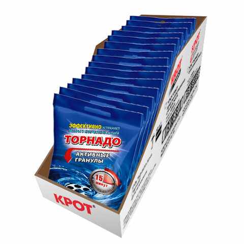 Средство для прочистки канализационных труб в гранулах 70 г, КРОТ "Торнадо", активные гранулы, 40000
