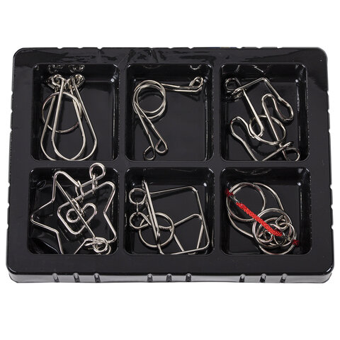 Головоломки металлические большие ЗОЛОТАЯ СКАЗКА, набор 6 штук, MEDIUM level, 664926