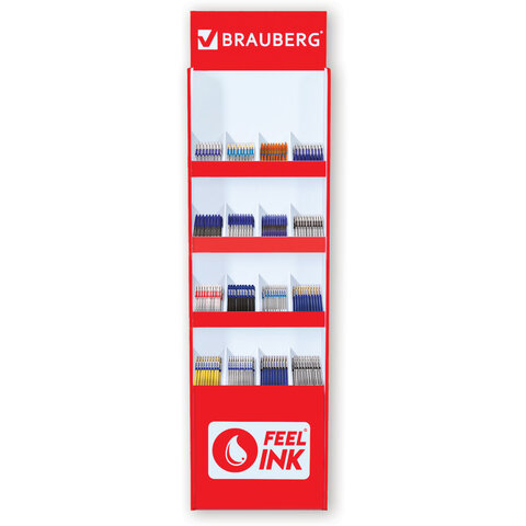 Стойка под письменные принадлежности усиленная BRAUBERG, 180х50х30 см, 4 полки, 16 ячеек, картон, 50