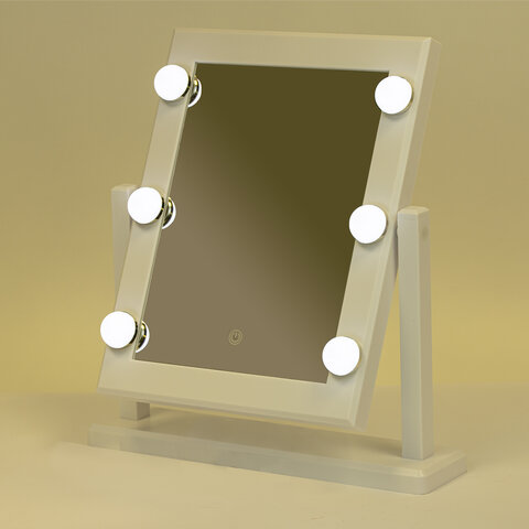 Зеркало для макияжа гримерное, 6 LED-ламп, 3 режима свечения, размер 21х29 см, работа от USB или 4хA