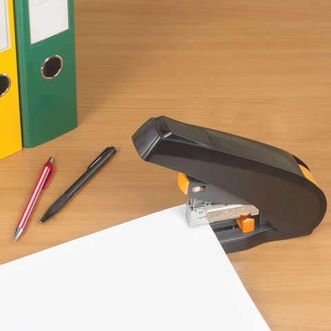 Степлер ЭНЕРГОСБЕРЕГАЮЩИЙ МОЩНЫЙ №24/6-23/13 BRAUBERG "Easy Press", до 100 листов, БЕЗ УСИЛИЙ, 22435