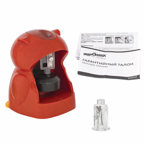 Точилка электрическая ЮНЛАНДИЯ "Совушка", питание от 4 батареек АА, дополнительное сменное лезвие, 2