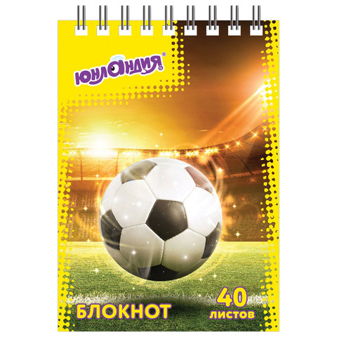 Блокнот МАЛЫЙ ФОРМАТ А7 75х105 мм, 40 л., гребень, картон, клетка, ЮНЛАНДИЯ, "Монстр-трак" / "Футбол