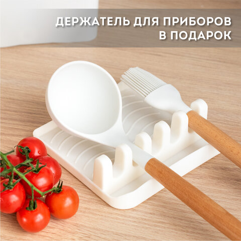 Набор силиконовых кухонных принадлежностей с деревянными ручками 13 в 1, молочный, DASWERK, 608196