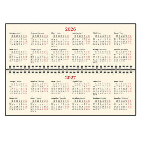 Планинг датированный 2026 305х140 мм BRAUBERG "Iguana", под кожу, черный, 117224