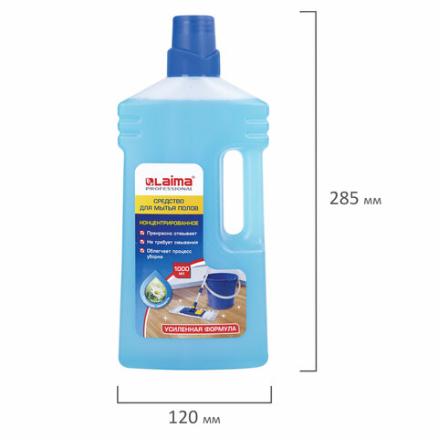 Средство для мытья пола 1 л, LAIMA PROFESSIONAL концентрат, "Утренняя свежесть", усиленная формула, 