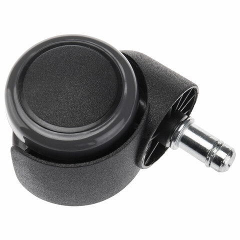 Колеса (ролики) для кресла, прорезиненные, КОМПЛЕКТ 5 шт., шток d 11 мм, черные, в пакете, WBZ, 5330