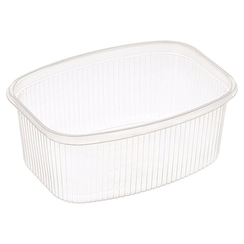 Одноразовый контейнер 500 мл, КОМПЛЕКТ 100 шт., БЕЗ КРЫШКИ, 138х102 мм, прозрачные, ПП, ЮПЛАСТ, ЮУПМ