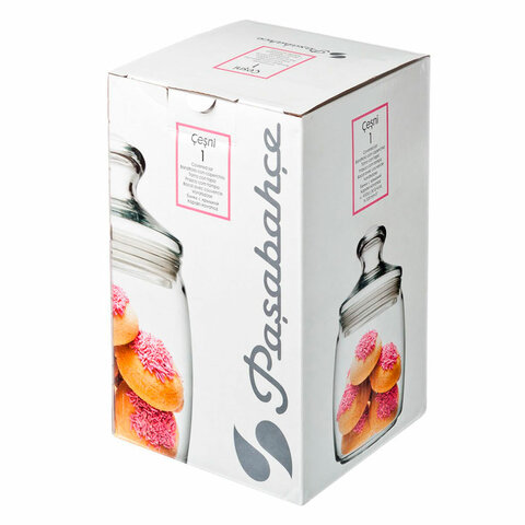 Банка для сыпучих продуктов, с крышкой, 920 мл, стекло, PASABAHCE "ЧЕШНИ", фирменная подарочная упак
