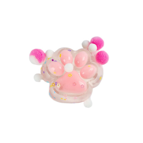 Игрушка-антистресс "КОШАЧЬЯ ЛАПКА С ПОМПОНАМИ", 7х6 см, ассорти 4 цвета, дисплей, JOLLY JOT (ДЖОЛЛИ 