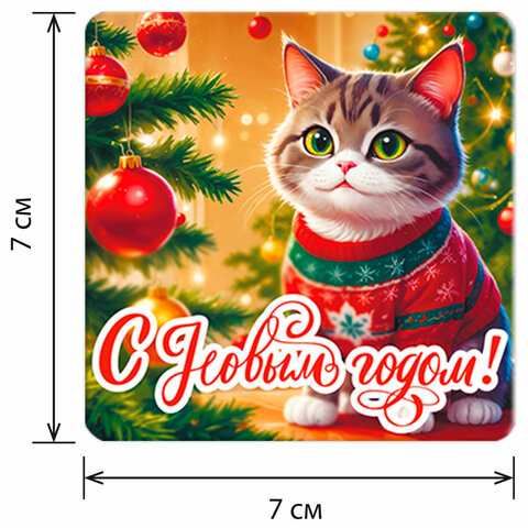 Магниты новогодние (1шт) 7х7см "Хмаs Time", 36 дизайнов ассорти, ЗОЛОТАЯ СКАЗКА, 592584