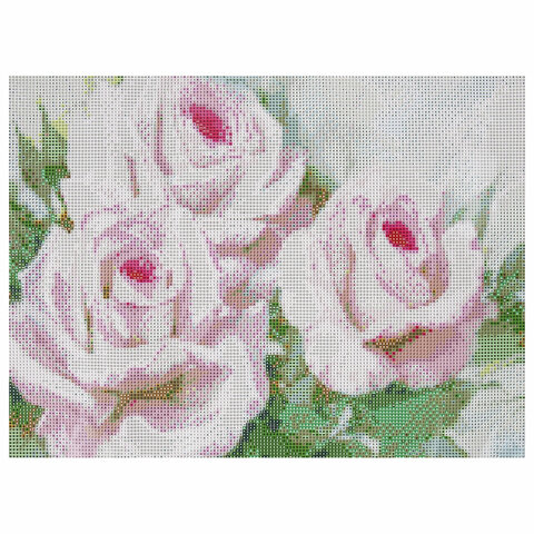 Картина стразами (алмазная мозаика), 30х40 см, ОСТРОВ СОКРОВИЩ "Бело-розовые розы", без подрамника, 