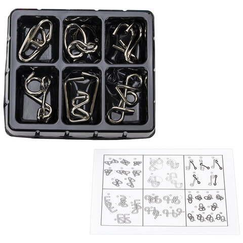 Головоломки металлические ЗОЛОТАЯ СКАЗКА (уровень сложности "ЭКСПЕРТ"), набор 6 штук, 662089