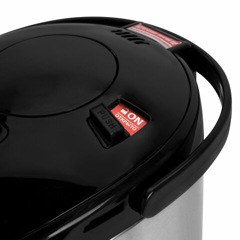 Термопот SONNEN TP-38, 4 л, 900 Вт, 1 температурный режим, 3 режима подачи воды, сталь, черный/сереб