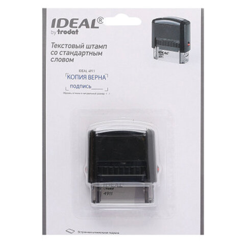 Штамп стандартный "КОПИЯ ВЕРНА, подпись", оттиск 38х14 мм, синий, TRODAT IDEAL 4911 DB-3.42, 161490
