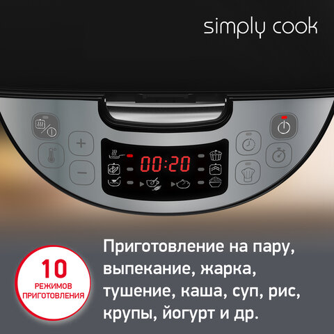 Мультиварка MOULINEX MK611832, 750 Вт, 4 л, 10 программ, таймер, функция Keep Warm, черный, 72110045