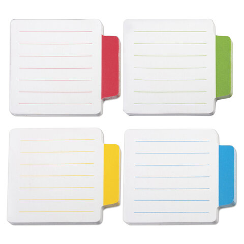 Блок-разделитель самоклеящийся (стикеры) BRAUBERG, ЛИНОВАННЫЙ, 70х70 мм, 4 цвета х 25 листов, ассорт