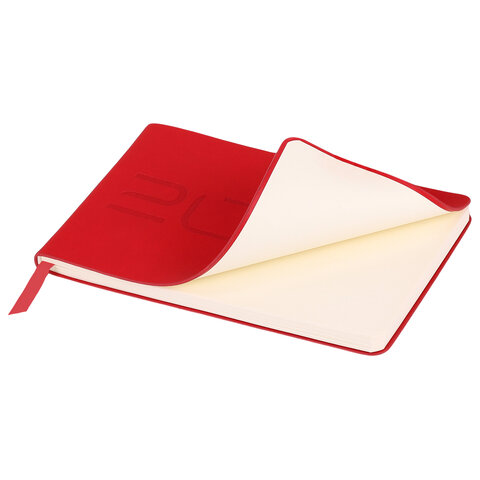 Еженедельник датированный 2026 МАЛЫЙ ФОРМАТ 105х160 мм, А6, BRAUBERG "Imprint", тиснение, красный, 1