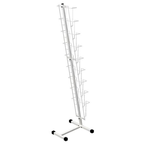 Стойка напольная для рекламных материалов (161х41х39 см), на 9 лотков А4, сетчатая, К010, белая, 182