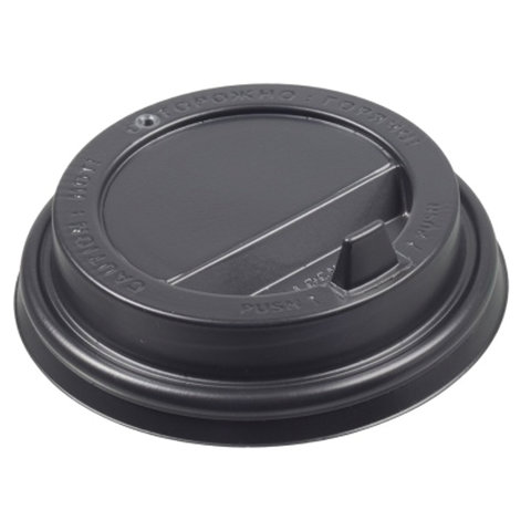 Одноразовые крышки для стакана 250 мл (d-80), КОМПЛЕКТ 100 шт., клапан-носик, черные, ФОРМАЦИЯ, CH-8