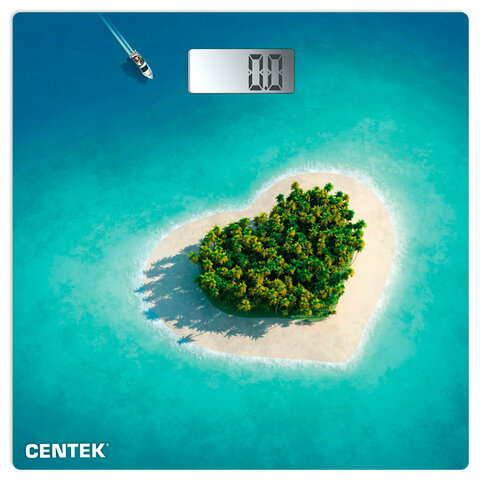 Весы напольные CENTEK CT-2428 "Остров", электронные, вес до 180 кг, квадрат, стекло, с рисунком, CT-