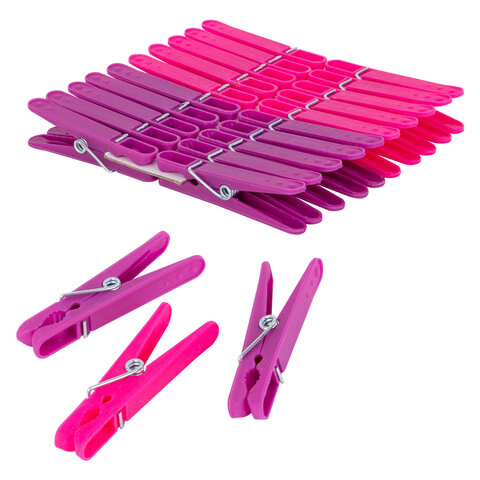 Прищепки бельевые 6,8 см, КОМПЛЕКТ 20 штук, пластик, ассорти, PRIMILA COMPACT, 700520