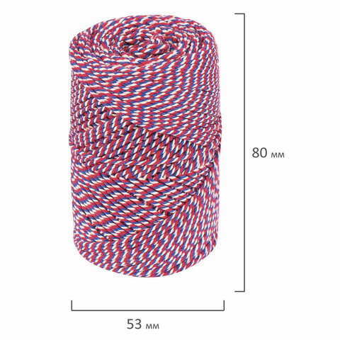 Нить хлопчатобумажная для прошивки документов, ТРИКОЛОР, диаметр 1,6 мм, длина 120 м, сменный блок,