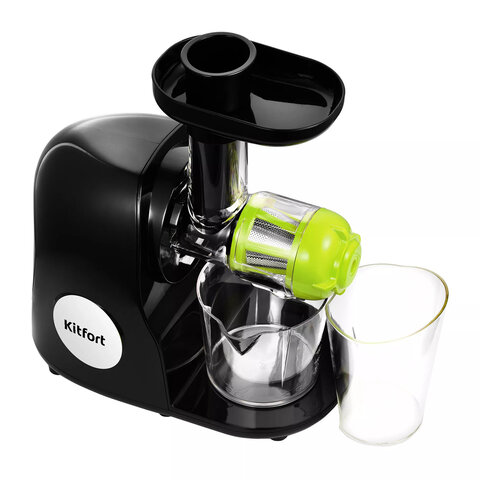 Соковыжималка шнековая KITFORT KT-1111-1, 150 Вт, функция реверс, контейнер для сока 0,6 л, черная, 