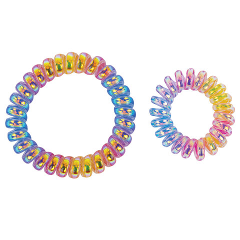 Резинки для волос НАБОР 2 шт., диаметр 5,5 и 3,5 см, пружинка, разноцветные, MONTE VITA, 457063