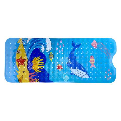 Коврик для ванны противоскользящий 100х40см с печатью "Кит", ПВХ, присоски, PRIMILA, 700377