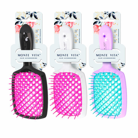 Расческа для волос массажная 20х8,5 см, цвета АССОРТИ MONTE VITA, 457415