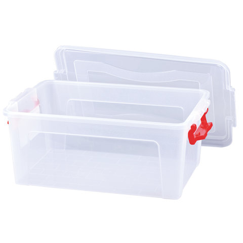 Ящик-контейнер для хранения 14 л, С КРЫШКОЙ НА ЗАЩЕЛКАХ, 18х43х29 см, прозрачный, IDEA, М 2866, М286