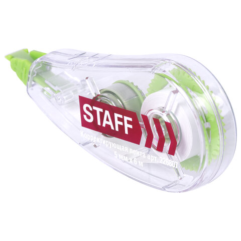 Корректирующая лента STAFF College, 5 мм х 6 м, корпус прозрачный, блистер, 226807