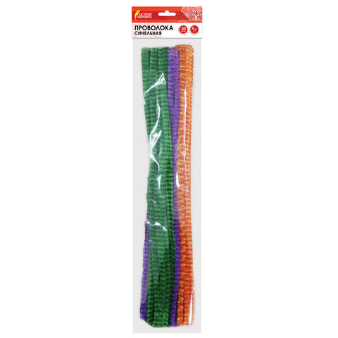 Проволока синельная для творчества "Пушистая", двухцветная, 6 цв., 30 шт., 0,6х30 см, Вид 2, ОСТРОВ 