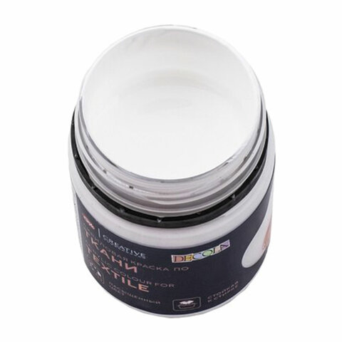 Краска по ткани акриловая "Декола", банка 50 мл, белая, Невская Палитра, 4128104