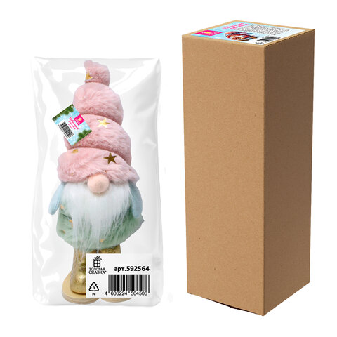 Украшение новогоднее интерьерное, 22см, "Пушистый гномик", полиэстер, пенопласт, ЗОЛОТАЯ СКАЗКА, 592