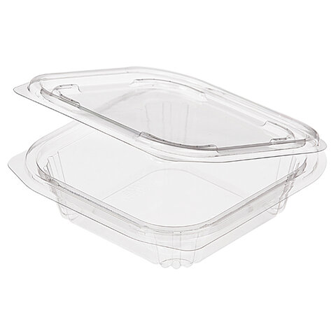 Одноразовый контейнер квадратный 250 мл, С КРЫШКОЙ, ЮП-РКСП, КОМПЛЕКТ 400 шт., прозрачный, ПЭТ, ЮПЛА