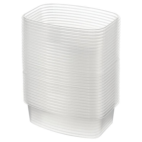 Одноразовый контейнер 350 мл, КОМПЛЕ КТ 100 шт., БЕЗ КРЫШКИ, 138х102 прозрачные, ПП, ЮПЛАСТ, ЮУПМ331