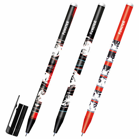 Ручка стираемая гелевая с принтом FUNSTER "MANGA ANIME", СИНЯЯ, корпус ассорти, игольчатый наконечни