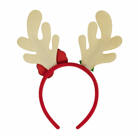 Ободок новогодний с рожками, 24,5х21 см, пластик, цвет: красный/золотистый, ЗОЛОТАЯ СКАЗКА, 592005