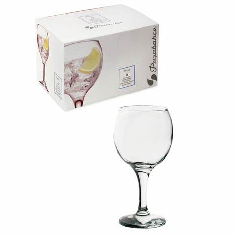 Бокал для вина на ножке, 290 мл, МАЛЫЙ РАЗМЕР, КОМПЛЕКТ 6 штук, стекло, PASABAHCE "БИСТРО", фирменна