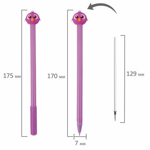 Ручка с топпером шариковая ЮНЛАНДИЯ "Птенец", корпус ассорти, СИНЯЯ, пишущий узел 0,7 мм, 143811