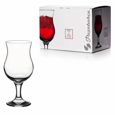 Бокал для коктейлей на ножке, 380 мл, КОМПЛЕКТ 6 штук, стекло, PASABAHCE "БИСТРО", фирменная подароч