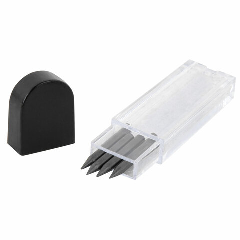 Грифели запасные для циркуля, КОМПЛЕКТ 4 штуки по 17 мм, в тубе, твердость HB, толщина 2 мм, ПИФАГОР