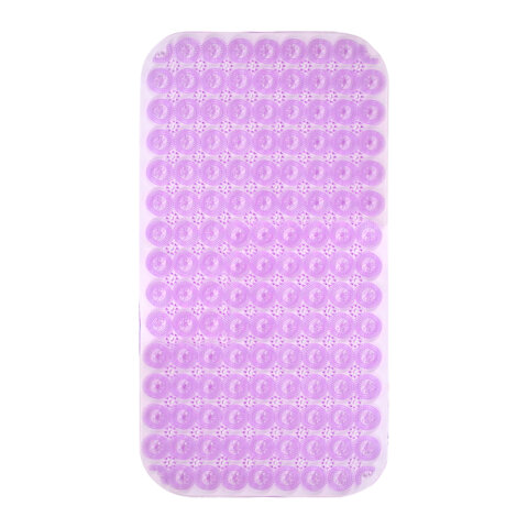 Коврик для ванны противоскользящий 71х38см, массажный, "Цветы", прозрачно-фиолетовый, ПВХ, PRIMILA, 