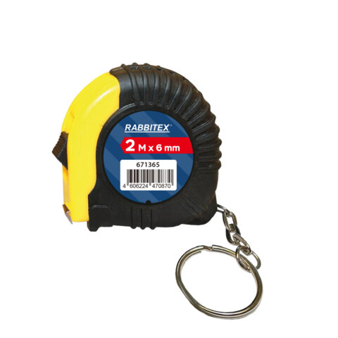 Рулетка-брелок, 2 м х 6 мм, обрезиненный корпус, RABBITEX, 671365