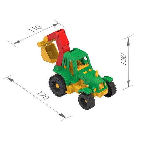 Трактор игрушечный с ковшом "Ижора", пластиковый, 20,8x11,1x11 см, НОРДПЛАСТ, 150